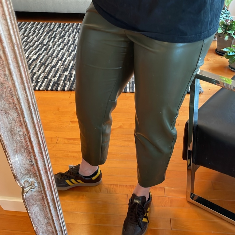 Aritzia GREEN pleather pants